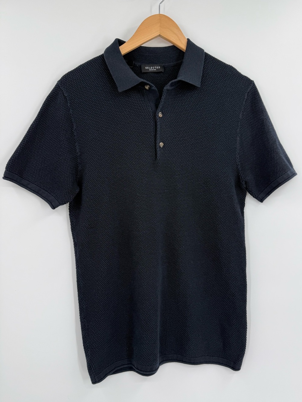 Selected Homme SLHRocky Knit Polo Shirt | Navy | Large